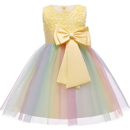 

TUOBARR Summer Savings Clearance! Ball Gown Dresses for Girls Sunny Baby Girl Floral Dress Bridesmaid Pageant Tutu Tulle Gown Birthday Party Wedding Princess Dress Yellow 140