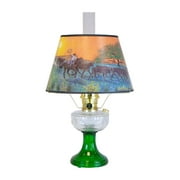 Aladdin Clear Over Emerald Lincoln Drape Table Oil Lamp with Ride Into the Sunset Shade, Brass