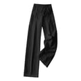thumbnail image 5 of felwors Women's Linen Cotton Flare Pants – Wide Leg Drawstring Waist Lounge Pants, Breathable Summer Bottoms for Casual Wear, Beach, Travel, and Everyday Comfort (Black, M), 5 of 5