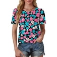 thumbnail image 3 of Amzcrzy Hauts pour Femmes Hauts d'Été pour Femmes T-shirt à Manches Courtes Imprimé Col Rond Printemps/été pour Femmes Hauts à Manches Courtes pour Femmes Hauts de Sortie pour Femmes, 3 of 6