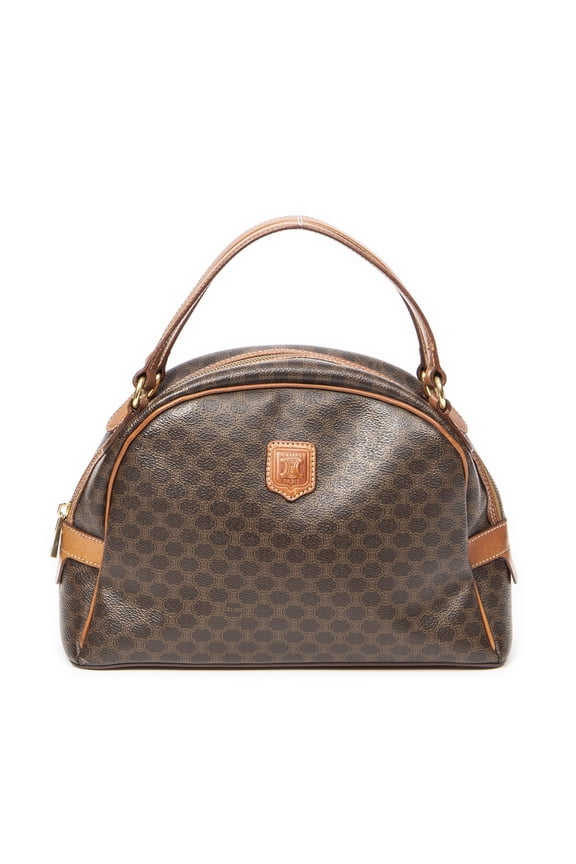 Pre-Owned Celine Brown Dome Top Handle Handbag Macadam Coated Canvas