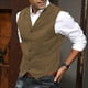 thumbnail image 3 of Chaleco de hombre con estampado de espiga Chaleco de traje de hombre Chaleco de hombre casual de color sólido, 3 of 6