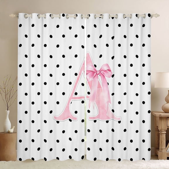 Manfei Pink ABC Print A Blackout Curtains,Cute Polkadot Window Curtains Pack of 2 (38x45 Each)