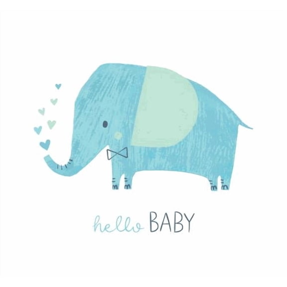 Hello Baby Blue Elephant with Bowtie Gender Reveal Baby Shower theme Edible Icing Image Cake topper, by TNCT.
