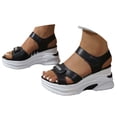 thumbnail image 2 of Zmoon Summer Wedge Solid Color Velcro Fish Mouth Waterproof Platform Breathable Large Size Women's Sandals, 2 of 6