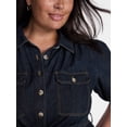 thumbnail image 4 of Terra & Sky Denim Belted Mini Shirtdress with Short Puff Sleeves, Sizes 0X-4X, 4 of 5