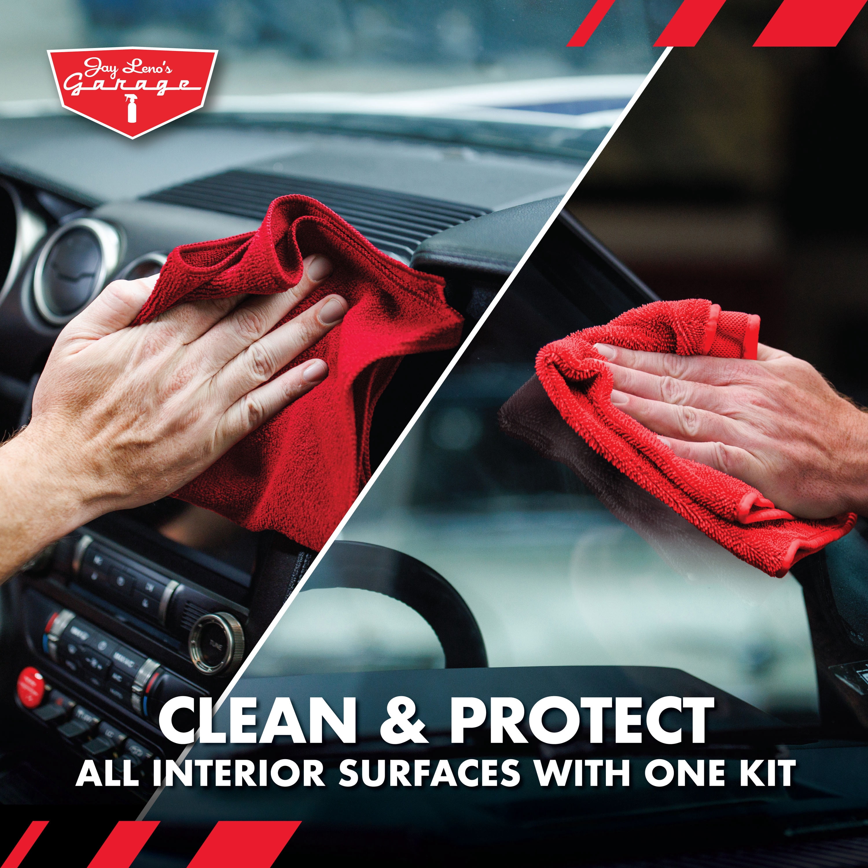 Jay Leno's Garage Complete Interior Care Kit for Dashboard, Seats & Glass, 5 Piece