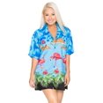 thumbnail image 3 of HAPPY BAY Women's Relaxed Fit Beach Blouses Holidays Short Sleeve Vacation Hawaiian Shirt Button Down Dressy Shirts For Women XXL Cerulean, Blue Flamingo, 3 of 3
