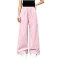 thumbnail image 3 of Rvasteizo Girls Wide Leg Sweatpants Ruffled Hem High Waist Casual Kids Long Pants 5-15Y 13 Years, 3 of 5
