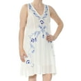 thumbnail image 2 of FREE PEOPLE Womens White Embroidered  Trapeze Casual Dress Regular S, 2 of 3