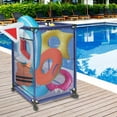 thumbnail image 2 of Pool Storage Bins Rolling Pool Storage Cart Organizer with Nylon Mesh Large Capacity with Iron Tube, 37" L x 25" W x 36" H Blue, 2 of 7