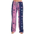 thumbnail image 4 of Hearthz Valentines Pajamas for Women Pants Love Heart Graphic Pj Bottoms Pants Drawstring Wide Leg Holidays Sleep Pants for Women, 4 of 7