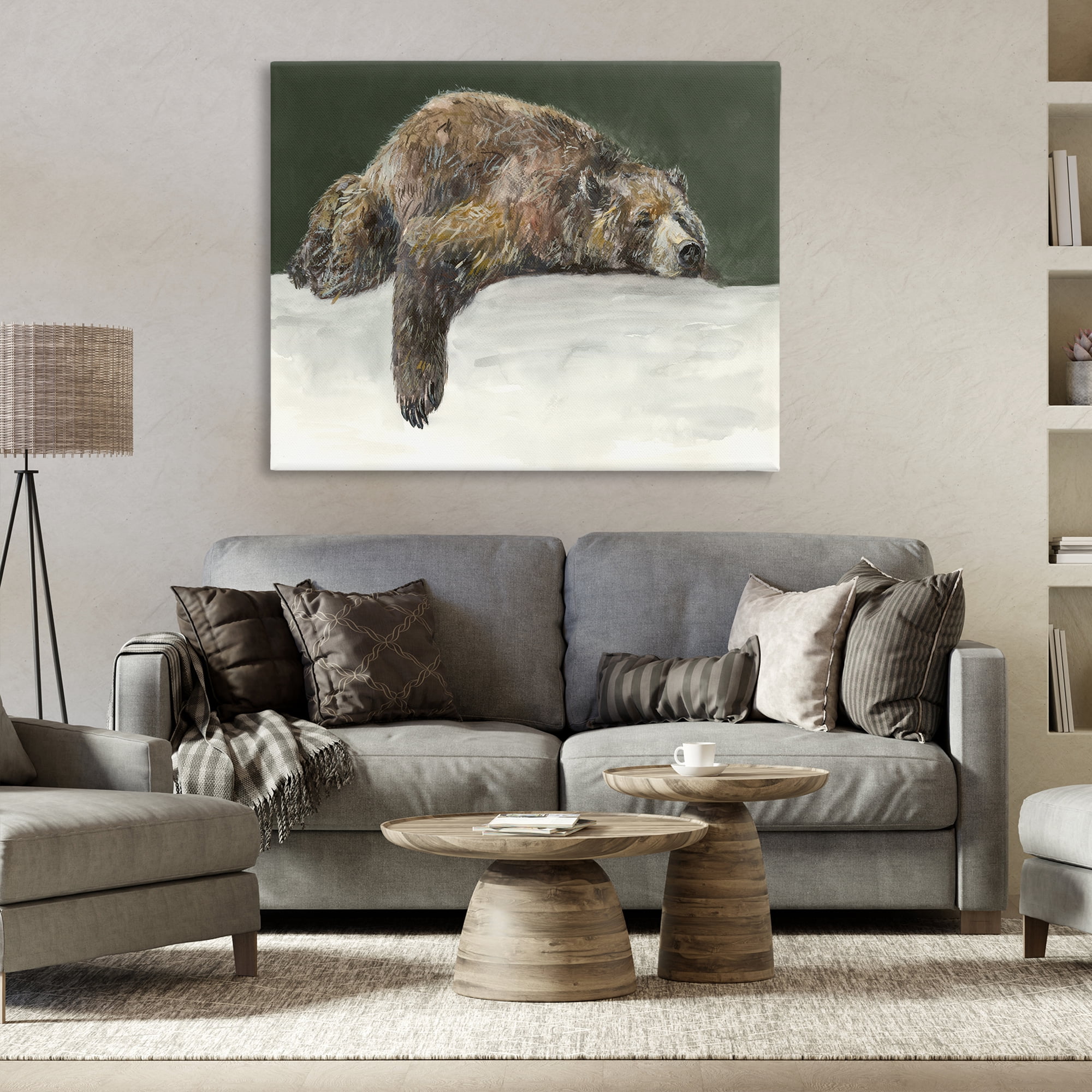 Stupell Industries Sleepy Woodland Bear Animals Painting Wrapped Canvas Art Print Wall Art, 48 x 36
