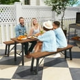 thumbnail image 2 of BLACK JAGUAR Outdoor Folding Bench Set of 2  55 Inches Long 2-3 Person Acacia Wood Backless Patio Dining Bench, 2 of 8