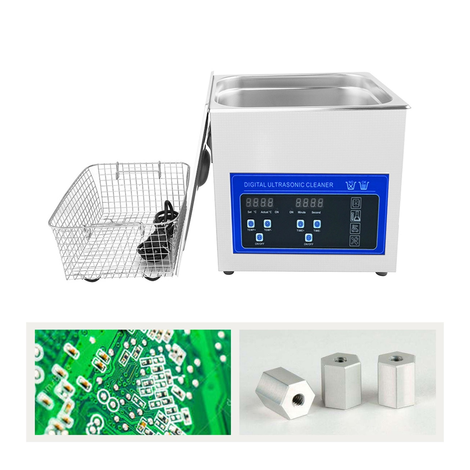 120W Ultrasonic Cleaner 3L Bath Heated Ultrasound Cleaning Bullets Shell Motor Parts Lab Injector Sonic Washer Home Appliance ,Strong Cleaning