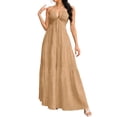 thumbnail image 2 of QUNYINEY Cotton And Linen Womens Dresses A Line Solid Maxi Sleeveless Slip Dress V Neck Flowy Loose Fit Summer Dresses, 2 of 6
