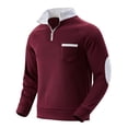 thumbnail image 4 of Camisas de Manga Larga Casual Color Sólido Bolsillo Cremallera de Pie Cuello Sudadera, Camisas de Trabajo de Manga Larga de los Hombres para Actividades Al Aire Libre, 4 of 9