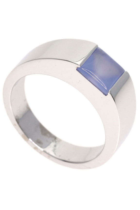Pre-Owned Cartier Tank Ring, Chalcedony, Size 51, 18K White Gold, Women's Ring