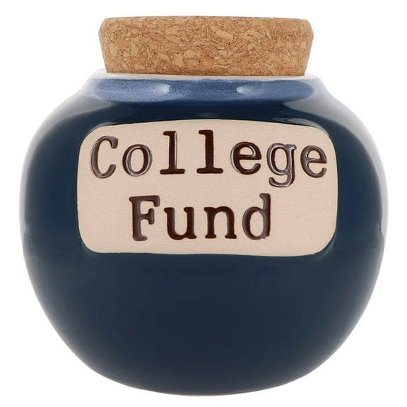 Cottage Creek College Piggy Bank, Blue Ceramic, 6-Inch