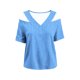 thumbnail image 5 of Neewe Women's 2026 Spring Summer Striped V Neck Short Sleeve Pullover Blouse Off Shoulder T-Shirts, 5 of 6