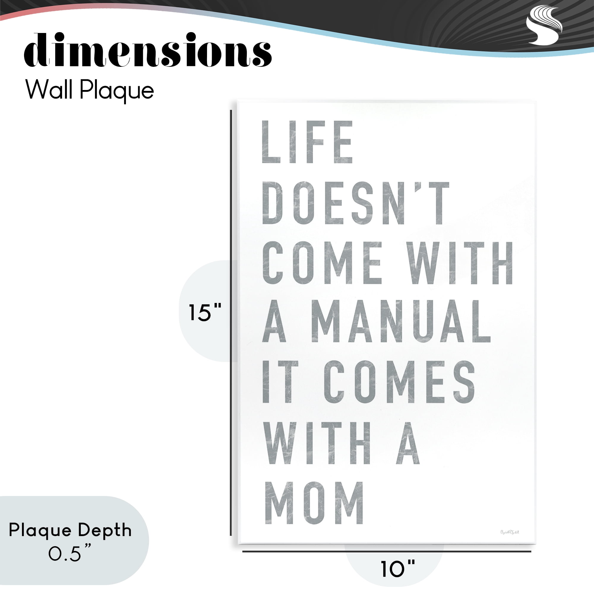 Stupell Industries Life Manual Is Mom Wall Plaque Art, design by Elizabeth Tyndall