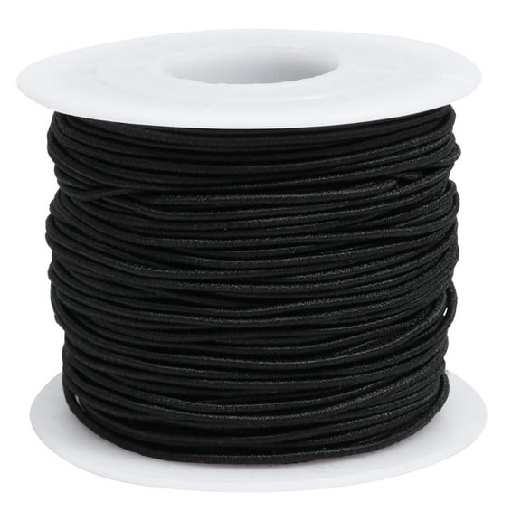 FOMIYES 1 Roll of 1.2mm 50m Elastic String DIY Handmade Beads String DIY Elastic Cord Neckalce Bracelet DIY Material 4 Core (Black)