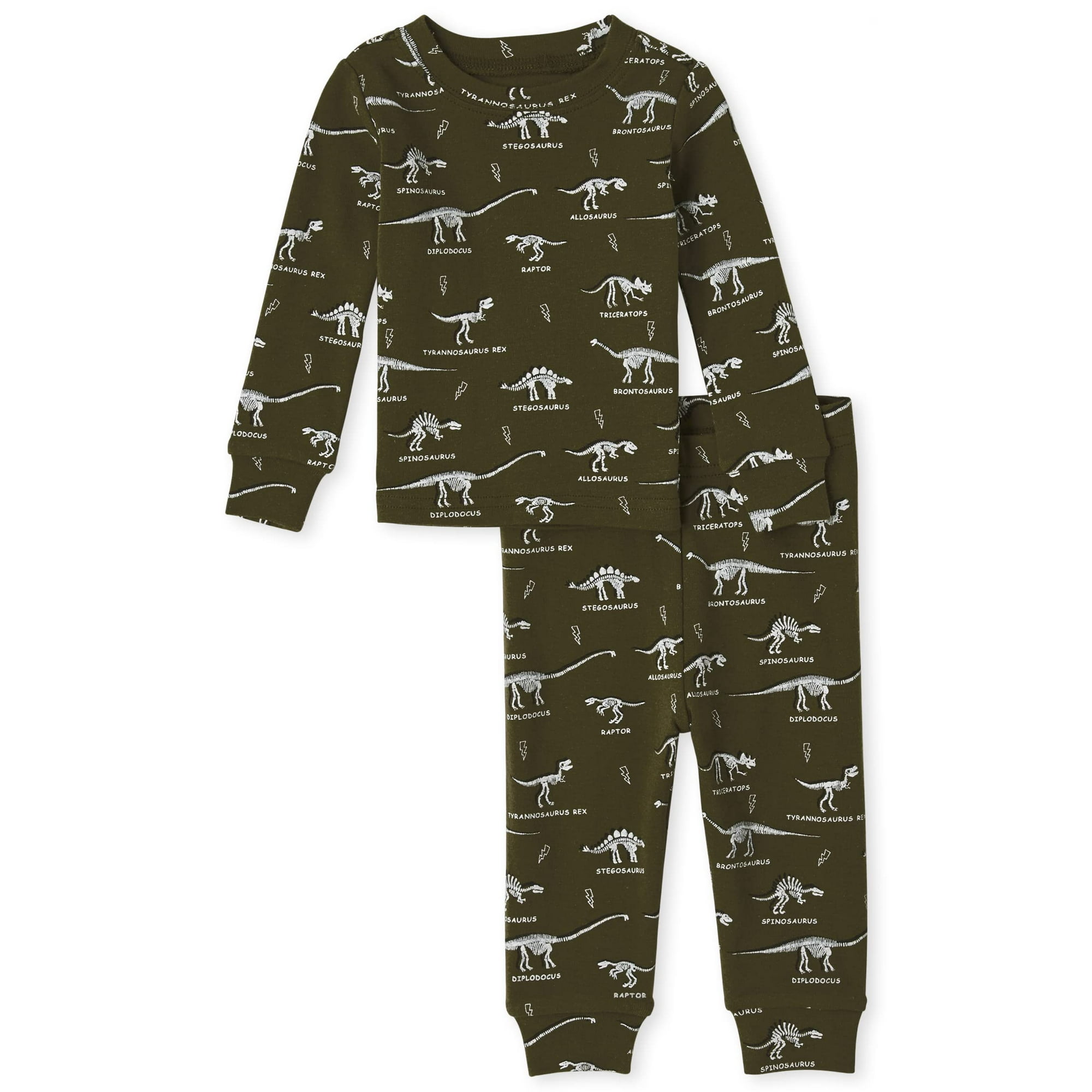 The Children s Place Baby And Toddler Boys Glow Dino Snug Fit Cotton Pajamas Shale 6 9 Months Other