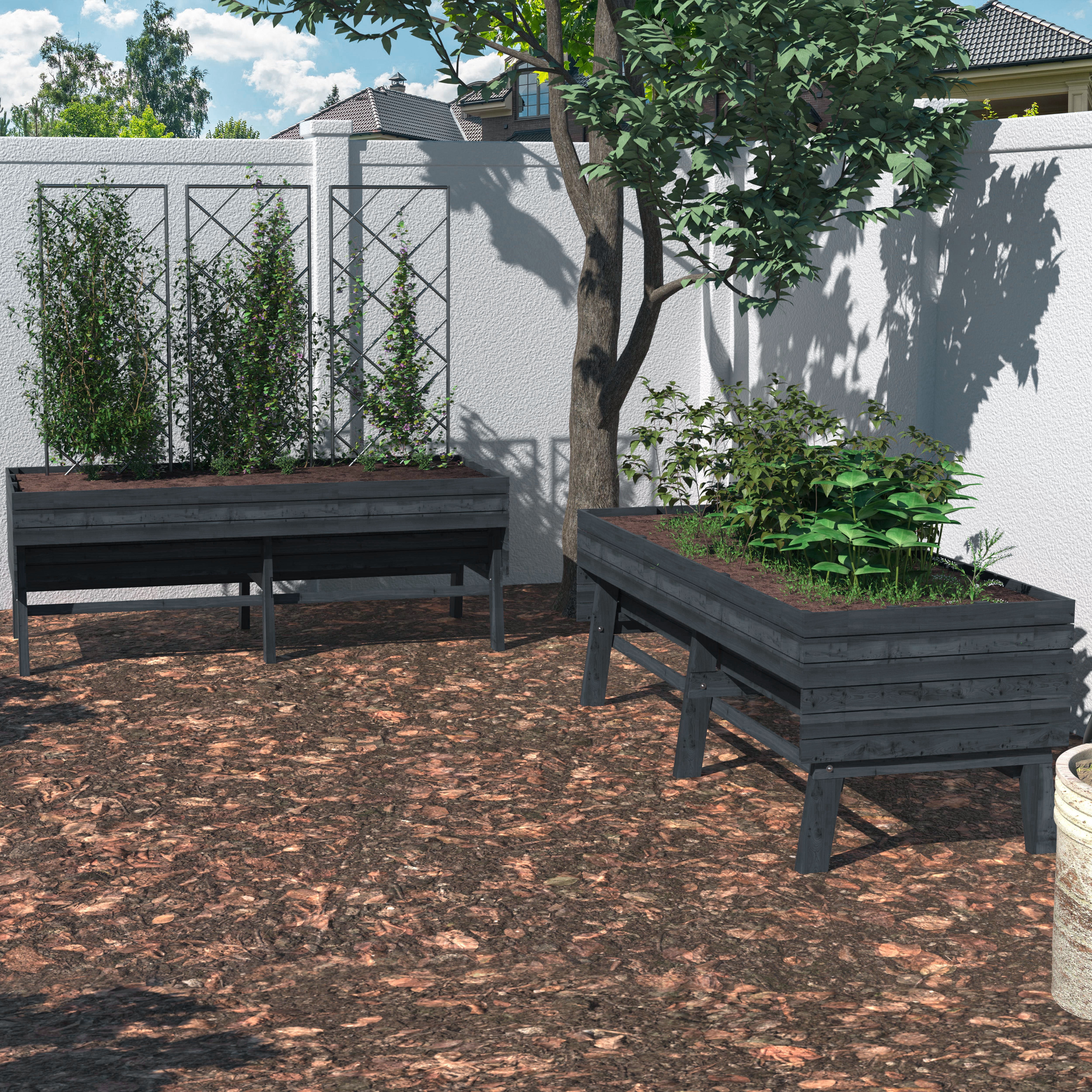 VEIKOUS 6x3x2 ft Raised Garden Bed, Large Planter Boxes with Liners for Outdoor Flower Bed, Grey