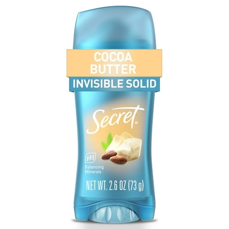 Secret Fresh Invisible Solid Antiperspirant Deodorant for Women, Cocoa Butter, 2.6 oz