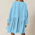 thumbnail image 5 of Womens Oversized Sweatshirt Dress Long Flowy Patchwork Pullover Tops Cute Drop Shoulder Sweatshirts Fall Long Sleeve Mini Dress Teen Girls Crewneck Solid Tunic Pleated Loose Clothing Beig, 5 of 5