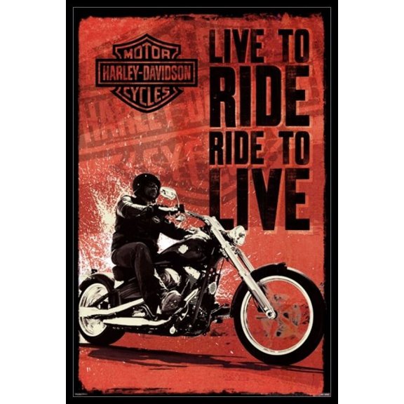 Harley Davidson - Live to Ride Laminated & Framed Poster (24 x 36)