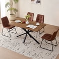 thumbnail image 5 of 55.1" Rectangle Dining Table for 2 4 Person, Small Mid Century Modern Kitchen Table with Metal Cross Legs for Restaurant, Apartment, Brown Dining Room Table for Meeting Study Room (Only Table), 5 of 8