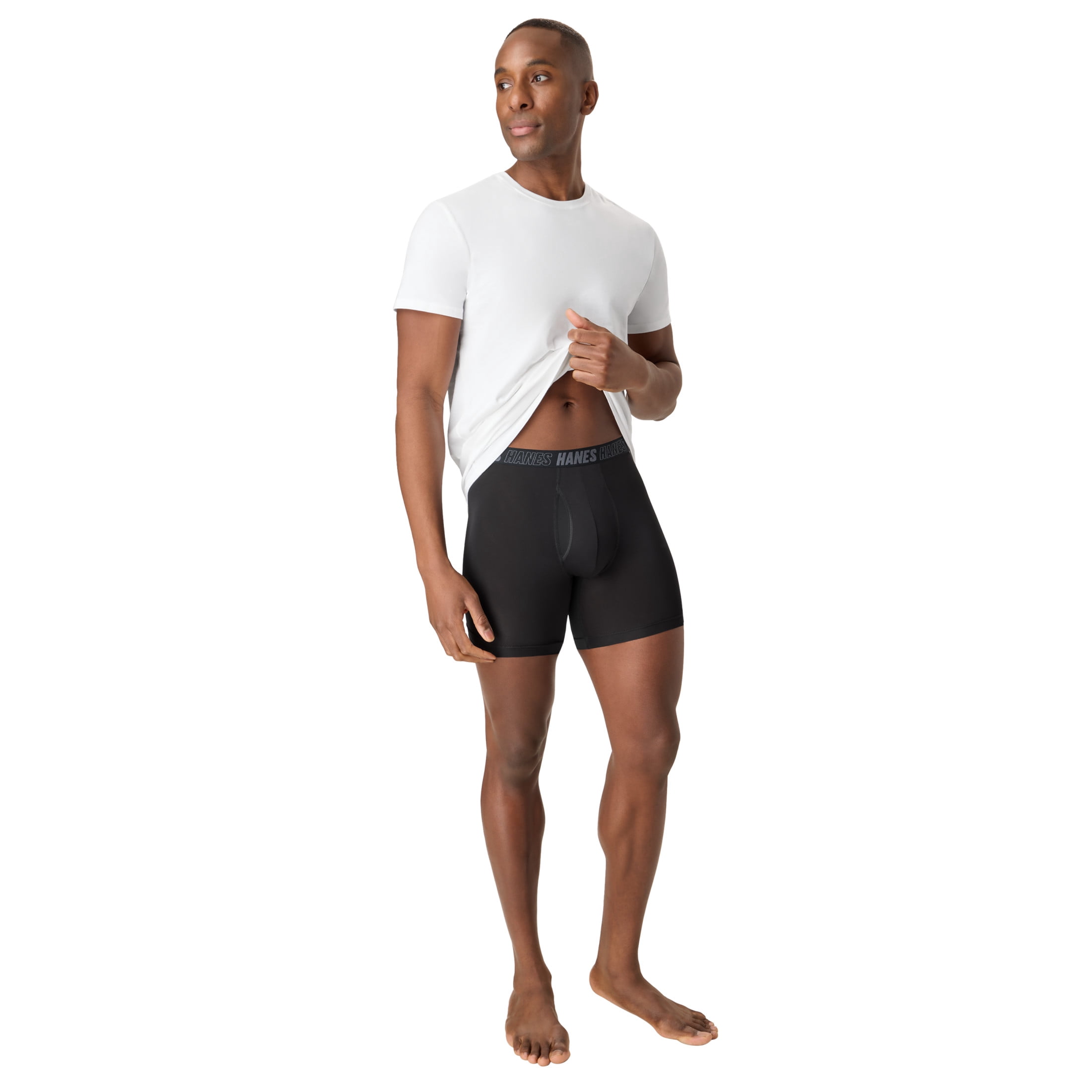 Hanes Mens Underwear Boxer Brief, 3-Pack, Moves Anti-Chafe Boxer Brief with Total Support Pouch
