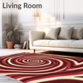 thumbnail image 2 of ODIKA 5'x7' Machine Washable Non-Slip Area Rug, Abstract Rippled Vortex with Intertwined Swirls High Traffic Rug with Pad, Red, 527733, 2 of 8