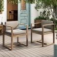 thumbnail image 2 of 2 Patio Dining Armchairs - Comfortable Back And Arm Support Strong Wood Structure Foam Seat Cushion Brown & Grey Easy Install Procedure Managed Efficiently Of 2 For Seating With Material Thick, 2 of 7