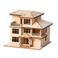 thumbnail image 4 of Rompecabezas de casas de madera 3D para adultos. Kit de modelo de casa en miniatura creativa de madera. 3 niveles, 4 of 9