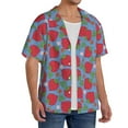 thumbnail image 2 of Goofa Hand Drawn Strawberry Printed Men's Casual Short-sleeved Shirt,Lightweight Breathable Button-down,Summer Casual men's top,Versatile Fashion shirt-X-Large, 2 of 7