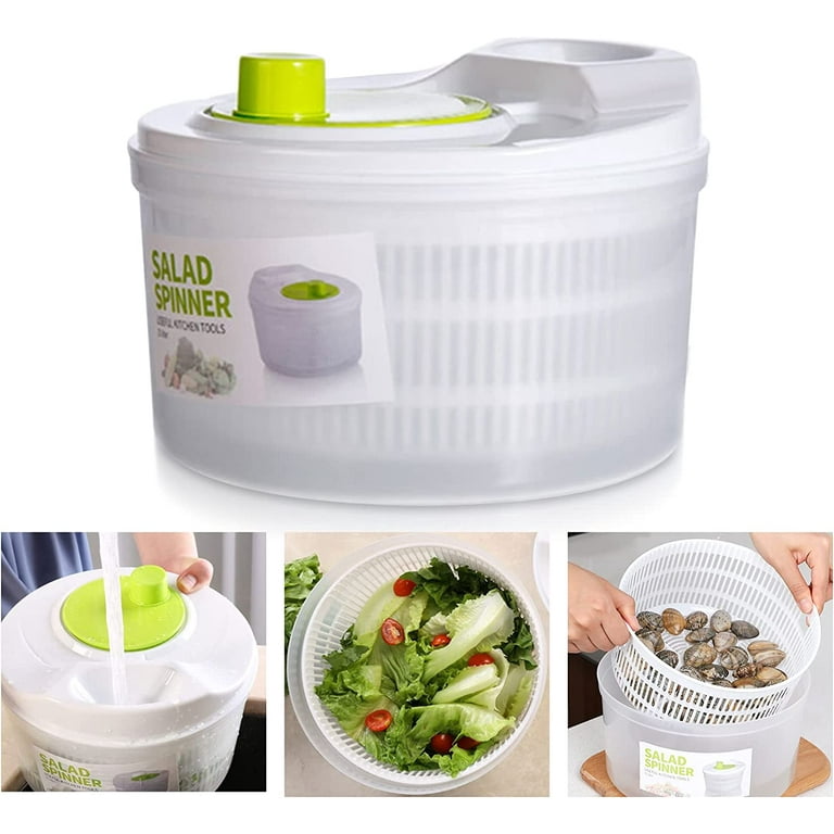 Mekbok Capacity 3L Salad Spinner Vegetable Washer Fruit Vegetable Bowl Foldable Salad Spinner with Cover Vegetable Dryer Kitchen Tool Salad Shooter