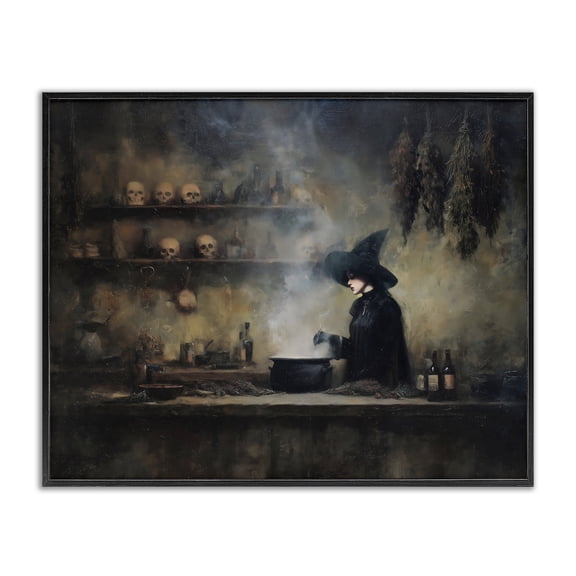 Witch's Cauldron Brew Black Framed Giclee Art, design by Arlington Prints