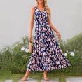 thumbnail image 2 of Off The Shoulder Dresses For Women, Wedding Guest Dresses Easter Casual Floral V Neck Sleeveless Flowy Long Dress Summer Gatsby Cute Dresses Women 2025 Vacation Dresses Denim (XXL, Navy) ZMTing, 2 of 5