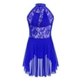 thumbnail image 4 of iixpin Girls Floral Lace Ballet Leotard Figure Ice Skating Ballroom Dancing Outfits Ballerina Lyrical Dance Dress Blue 6, 4 of 7