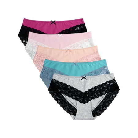 

BeautyIn Women s Cotton Panties Underwear Comfort Lace Trim Briefs Pack of 5