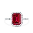 thumbnail image 4 of Rosec Jewels Certified Lab Grown Ruby Engagement Ring with Diamond Halo - Emerald Cut Ruby Ring - AAAA Quality Certified, 925 Sterling Silver, US 4.00, 4 of 8