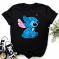 thumbnail image 4 of Camisetas de algodón para niños con dibujos animados de Lilo y Stitch de Disney, camisetas de verano, camisetas negras con cuello redondo y Stitch Ohana, camisetas para bebés, ropa para niños y niñas, 4 of 5