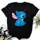 thumbnail image 4 of Camisetas de algodón para niños con dibujos animados de Lilo y Stitch de Disney, camisetas de verano, camisetas negras con cuello redondo y Stitch Ohana, camisetas para bebés, ropa para niños y niñas, 4 of 5