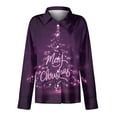 thumbnail image 5 of Women Christmas Tree Print Button Down Shirt Long Sleeve Casual Loose Fit Holiday Blouse Merry Christmas Top, 5 of 5