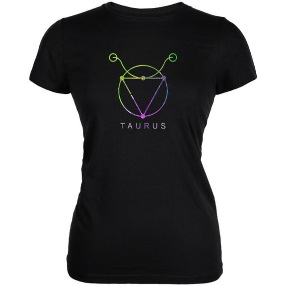 Sacred Zodiac Taurus Juniors Soft T Shirt Black X-LG