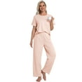 thumbnail image 3 of DAKIMOE Womens Pajama Sets Pajamas for Women Set Capri Sleepwear Short Sleeve Two-Piece Pjs Tops & Long Pants Casual Prints Lounge Sets for Women S-2XL, 3 of 8