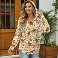 thumbnail image 3 of DISNIMO Cowboys Horse Printed Shirts for Women Trendy Long Sleeve Hoodies V Neck Sweatshirts Waffle Tunics Top for Fall Winter, 3XL, 3 of 7