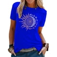 thumbnail image 1 of MAWCLOS Dames Tops Tournesol T-Shirt Manches Courtes Tee-Shirt de Travail de Mode Col Rond Top Bleu Royal XL, 1 of 3